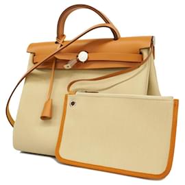 Hermès-Bolsa Hermes Airbag Zip PM U Stamp Toile H Natural-Outro