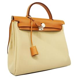 Hermès-Bolsa Hermes Airbag Zip PM U Stamp Toile H Natural-Outro