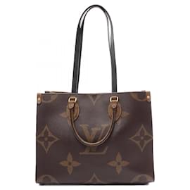 Louis Vuitton-Bolso tote Monogram gigante reverso On the Go MM de Louis Vuitton-Castaño,Beige