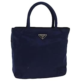 Prada-PRADA Bolso de mano de nailon azul marino Auth 83173-Azul marino