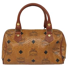 MCM-MCM Vicetos Logogram Bolso de Mano PVC Cuero 2 vías Marrón Auth 80810-Castaño