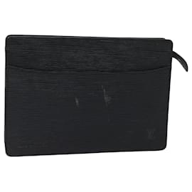 Louis Vuitton-LOUIS VUITTON Epi Pochette Homem Bolsa Clutch Preta M52522 LV Auth 82431-Preto