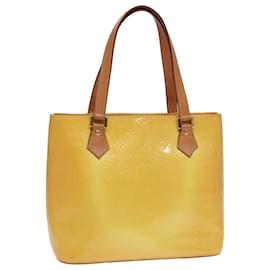 Louis Vuitton-LOUIS VUITTON Monogram Vernis Bolsa de Mano Houston Amarillo Lima M91055 LV Auth 83222-Dorado