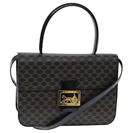 Céline-Bolsa de mão em lona Macadam CELINE em couro PVC 2 em 1 preta Auth 81637-Preto