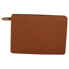 Louis Vuitton-LOUIS VUITTON Epi Pochette Hombre Bolsa Clutch Marrón Zipang oro M52528 Auth 83422-Castaño,Otro