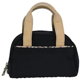 Burberry-Bolso de mano de nylon negro con estampado Nova Check de BURBERRY Auth 83319-Negro