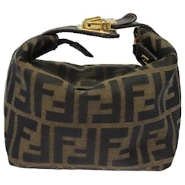 Fendi-Bolso FENDI Vanity de lona Zucca negro y marrón Auth 82485-Castaño,Negro