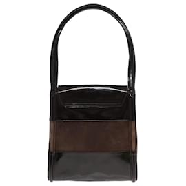 Gucci-Bolsa Tote GUCCI Esmalte Camurça Marrom Auth 82713-Marrom