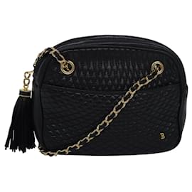 Bally-BALLY Bolso de hombro de cuero acolchado con cadena negra Auth am6499-Negro