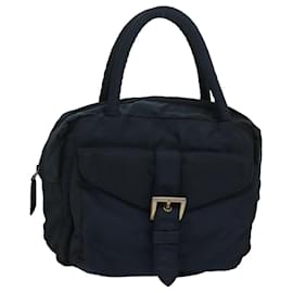 Prada-PRADA Bolso de mano de nailon azul marino Auth 83396-Azul marino