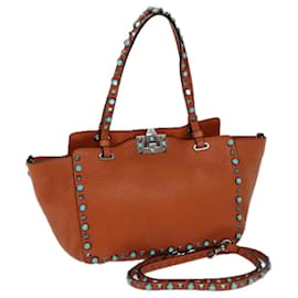 Valentino-Bolso de Hombro Valentino de Cuero 2 en 1 Naranja Auth ar12037-Naranja