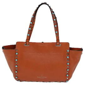 Valentino-Bolso de Hombro Valentino de Cuero 2 en 1 Naranja Auth ar12037-Naranja