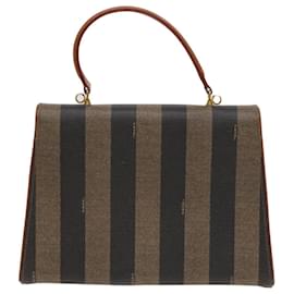 Fendi-Bolsa de mão em lona Pecan FENDI preta e marrom Auth 83199-Marrom,Preto