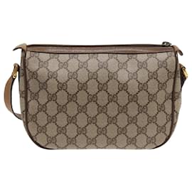 Gucci-GUCCI GG Supreme Web Sherry Line Bolsa de Hombro PVC Beige Rojo 89 01 032 Auth 83419-Roja,Beige