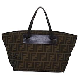 Fendi-Bolsa de mão em canvas Zucca FENDI marrom preto Auth 83230-Marrom,Preto