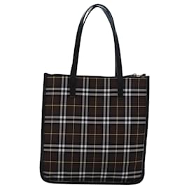 Autre Marque-Burberrys Nova Check Blue Label Tote Bag Nylon Leather Brown Black Auth ti1822-Brown,Black