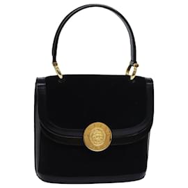 Céline-Bolso de mano CELINE de cuero de ante negro Auth 81635-Negro