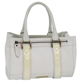 Burberry-Bolsa de mão de couro branco BURBERRY Auth ti1784-Branco