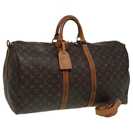 Louis Vuitton-LOUIS VUITTON Monogram Keepall Bandouliere 55 Bolsa Boston M41414 LV Auth 82643-Monograma