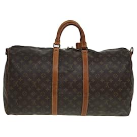 Louis Vuitton-LOUIS VUITTON Monogram Keepall Bandouliere 55 Bolsa Boston M41414 LV Auth 82643-Monograma