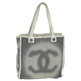 Chanel-CHANEL Bolsa Tote Lona Branca CC Auth bs15848-Branco