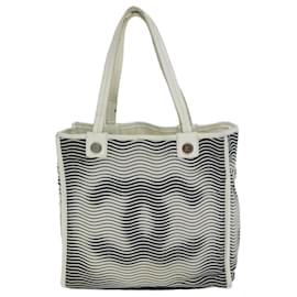 Chanel-CHANEL Bolsa Tote Lona Branca CC Auth bs15848-Branco