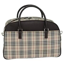 Burberry-Bolsa Boston em lona bege com estampa Nova Check da BURBERRY Auth 81664-Bege