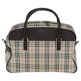 Burberry-Bolsa Boston em lona bege com estampa Nova Check da BURBERRY Auth 81664-Bege