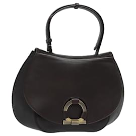 Salvatore Ferragamo-Bolso de mano de cuero marrón Gancini de Salvatore Ferragamo Auth yk13539-Castaño