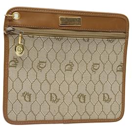 Christian Dior-Bolso de lona de panal Christian Dior en PVC cuero beige Auth ti1806-Beige