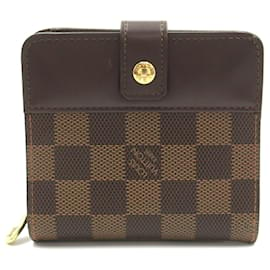 Louis Vuitton-Billetera bi-fold Damier Louis Vuitton-Castaño,Damier ebene