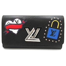 Louis Vuitton-Cartera larga de cuero Epi Louis Vuitton-Negro