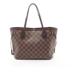 Louis Vuitton-Bolso tote Neverfull PM Louis Vuitton-Castaño,Damier ebene