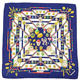 Hermès-Hermes Carré 90 Petite Main Seamstress Scarf-Navy blue