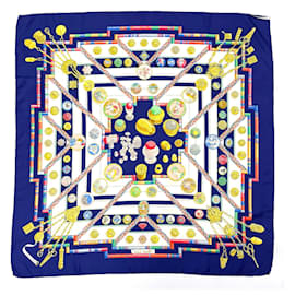 Hermès-Hermes Carré 90 Petite Main Seamstress Scarf-Navy blue