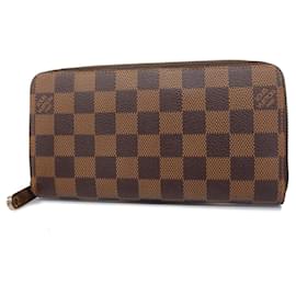 Louis Vuitton-Cartera larga Louis Vuitton Damier Zippy N60015 Ébano-Damier ebene