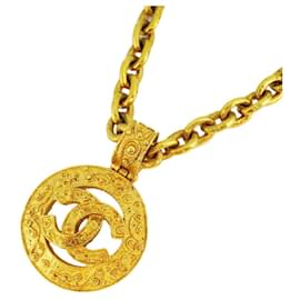 Chanel-Colar Chanel Marca Coco Círculo Banho de Ouro GP 94A Feminino-Outro