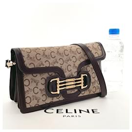 Céline-Bolso de hombro de lona Celine Brown-Castaño