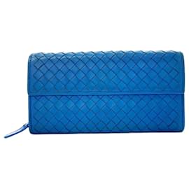 Bottega Veneta-Bottega Veneta Intrecciato Long Wallet-Blue