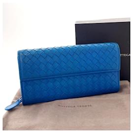Bottega Veneta-Bottega Veneta Intrecciato Long Wallet-Blue