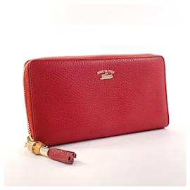 Gucci-Carteira longa com tassel Gucci Bamboo-Vermelho