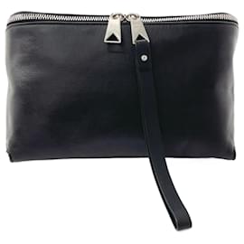 Bottega Veneta-Bolso de mano organizador de cuero negro Bottega Veneta-Negro