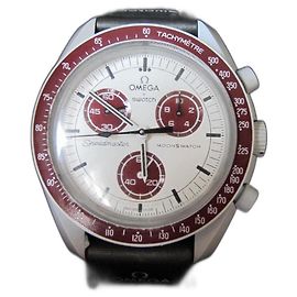 Omega x Swatch Mission to Pluto Ceramic Watch White Red White Red