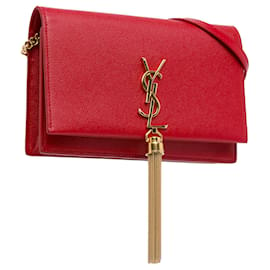 Saint Laurent-Bolso cruzado Kate Chain en grano de polvo rojo Saint Laurent-Roja