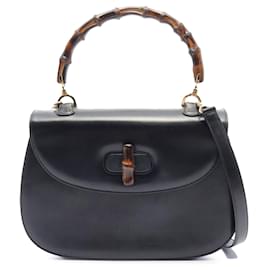 Gucci-Bolso de noche de piel de ternera negra Gucci con bambú-Negro