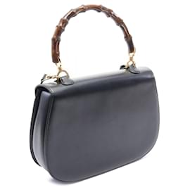 Gucci-Bolso de noche de piel de ternera negra Gucci con bambú-Negro