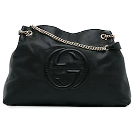 Gucci-Grande bolsa Gucci Soho Chain Tote preta-Preto