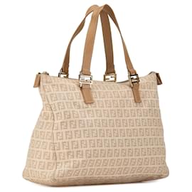 Fendi-Bolso Tote de lona Zucchino de Fendi en color beige-Camello