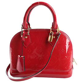 Louis Vuitton-Bolsa Louis Vuitton Vernis Alma BB 2Way em vermelho M91771-Vermelho