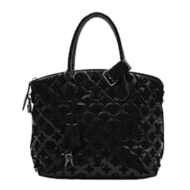 Louis Vuitton-Bolsa de mão Lockit BB Fascination em couro de cordeiro patenteado preto da LOUIS VUITTON-Preto